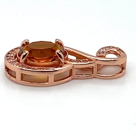 Rare Orange Tourmaline 1.40ct Rose Gold Finish Solid 925 Sterling Silver Pendant - Picture 7 of 8